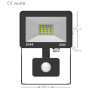 Προβολέας LED 20W  SMD Αλουμινίου Slim Στεγανός 1600Lm IP44 4000K με Ανιχνευτή Αισθητήρα Κίνησης Φωτοκύτταρο
