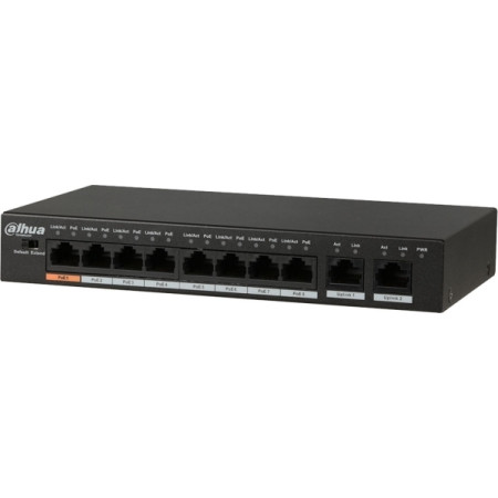 DAHUA PFS3010-8ET-96 8 Ports Fast Ethernet/2 Gigabit Ethernet Uplink Ports POE Switch 96W