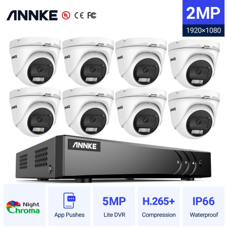 ANNKE DW81KD 8CH 5MP DVR + 8 CAM C51EZ 2MP Dome εξωτερικές NightChroma FULL SET