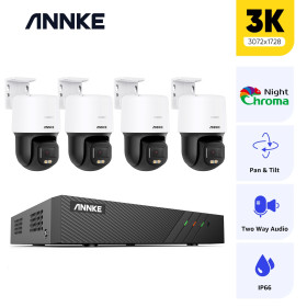 ANNKE SET 5MP N48PBB POE NVR 8 IP + 4 CAM I81EM 3K Pan Tilt με αμφίδρομο ήχο NightChroma  2.8mm