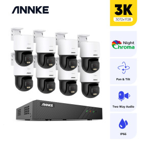 ANNKE SET 5MP N48PBB POE NVR 8 IP + 8 CAM I81EM 3K Pan Tilt με αμφίδρομο ήχο NightChroma  2.8mm