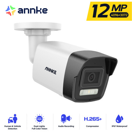 ANNKE I91DD 2.8mm 12MP IP Bullet camera POE built-in microphone