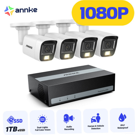 ANNKE DT81BH 5MP DVR 8CH with 1TB eSSD + 4 CAM CT1GT  2MP με μικρόφωνο NightChroma and IR FULL SET MPN: DT81BH+CT1GT*4